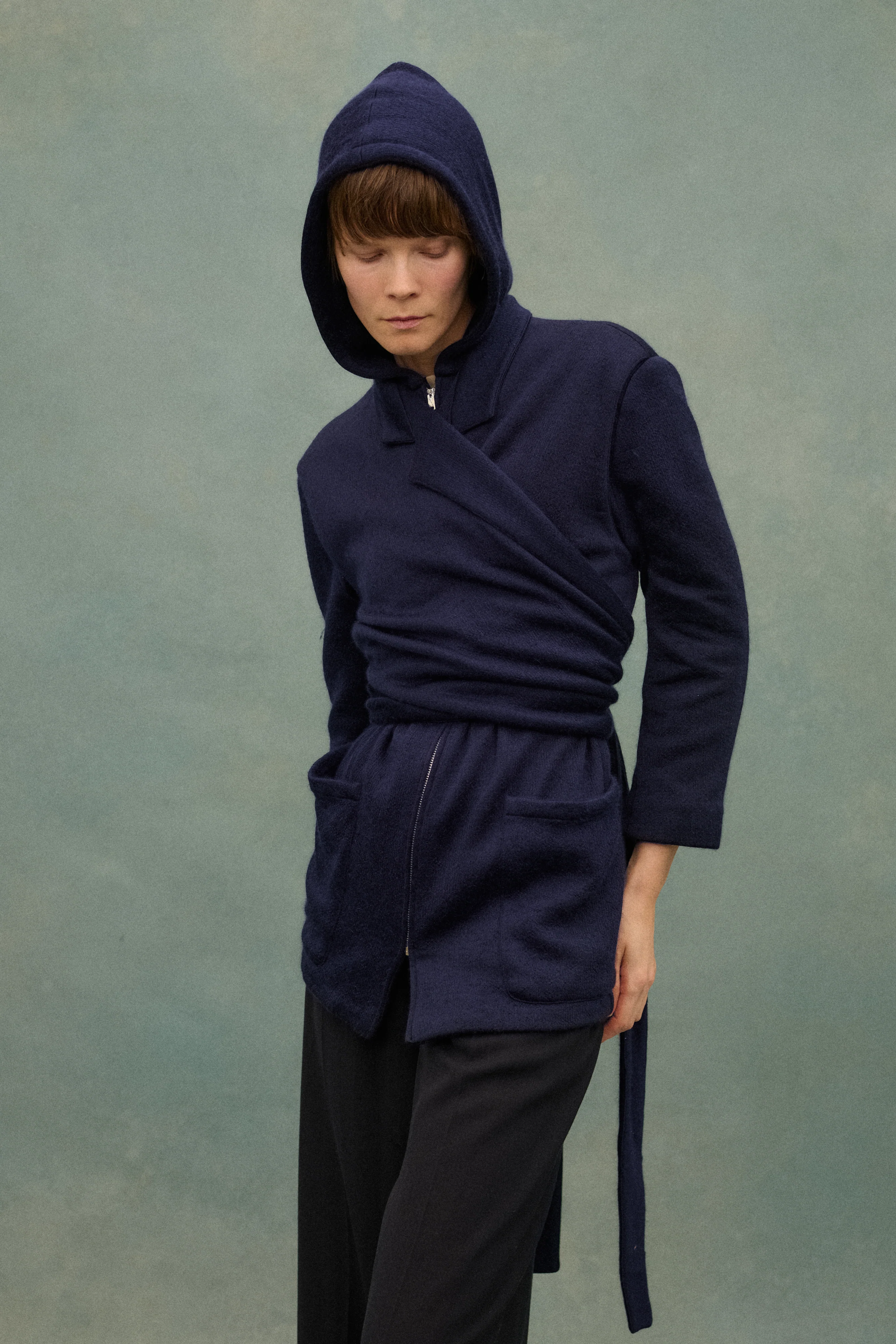 1980s JPG Navy Wrap Coat - Image 9