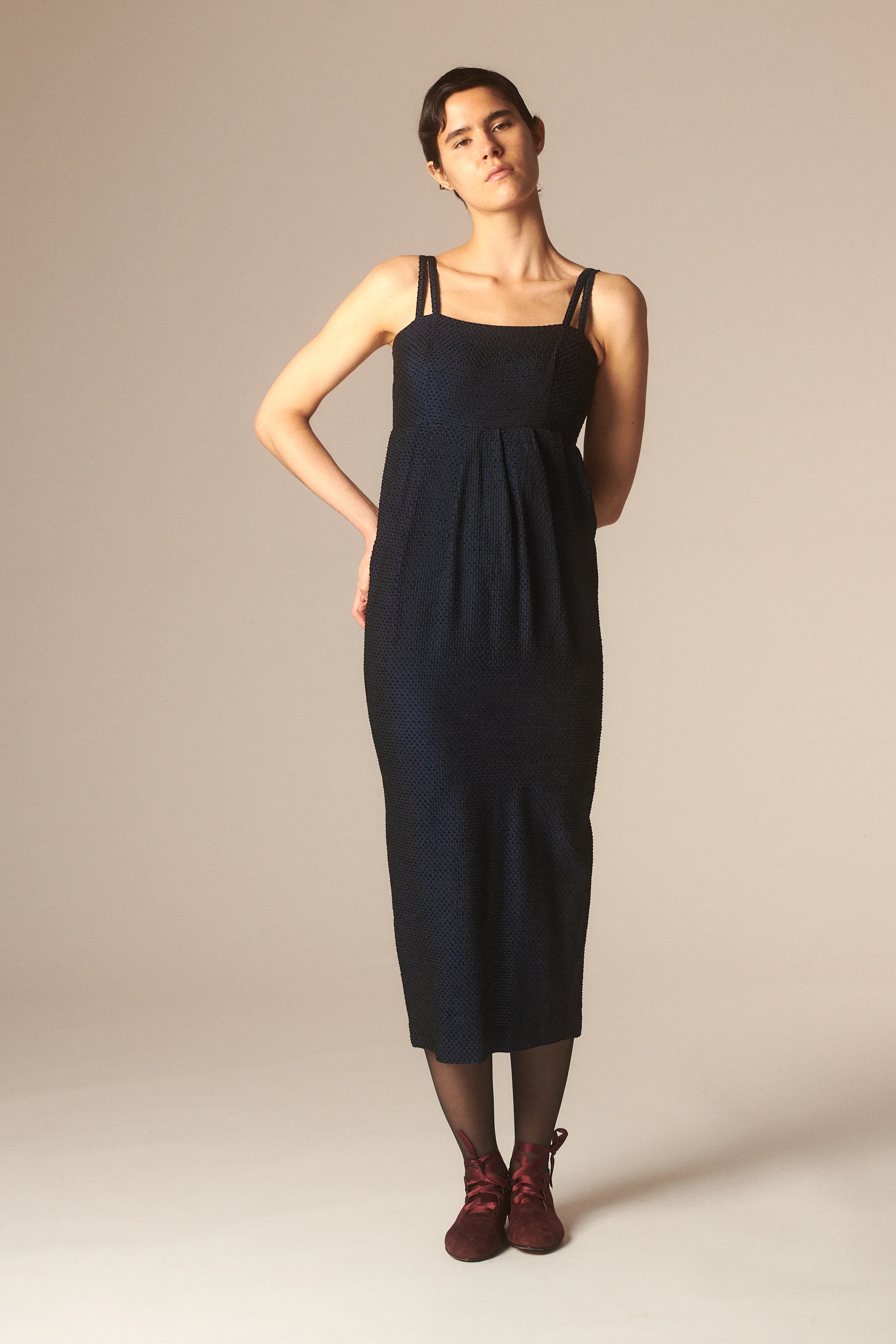 1990s Romeo Gigli Blue Dot Dress - Image 3