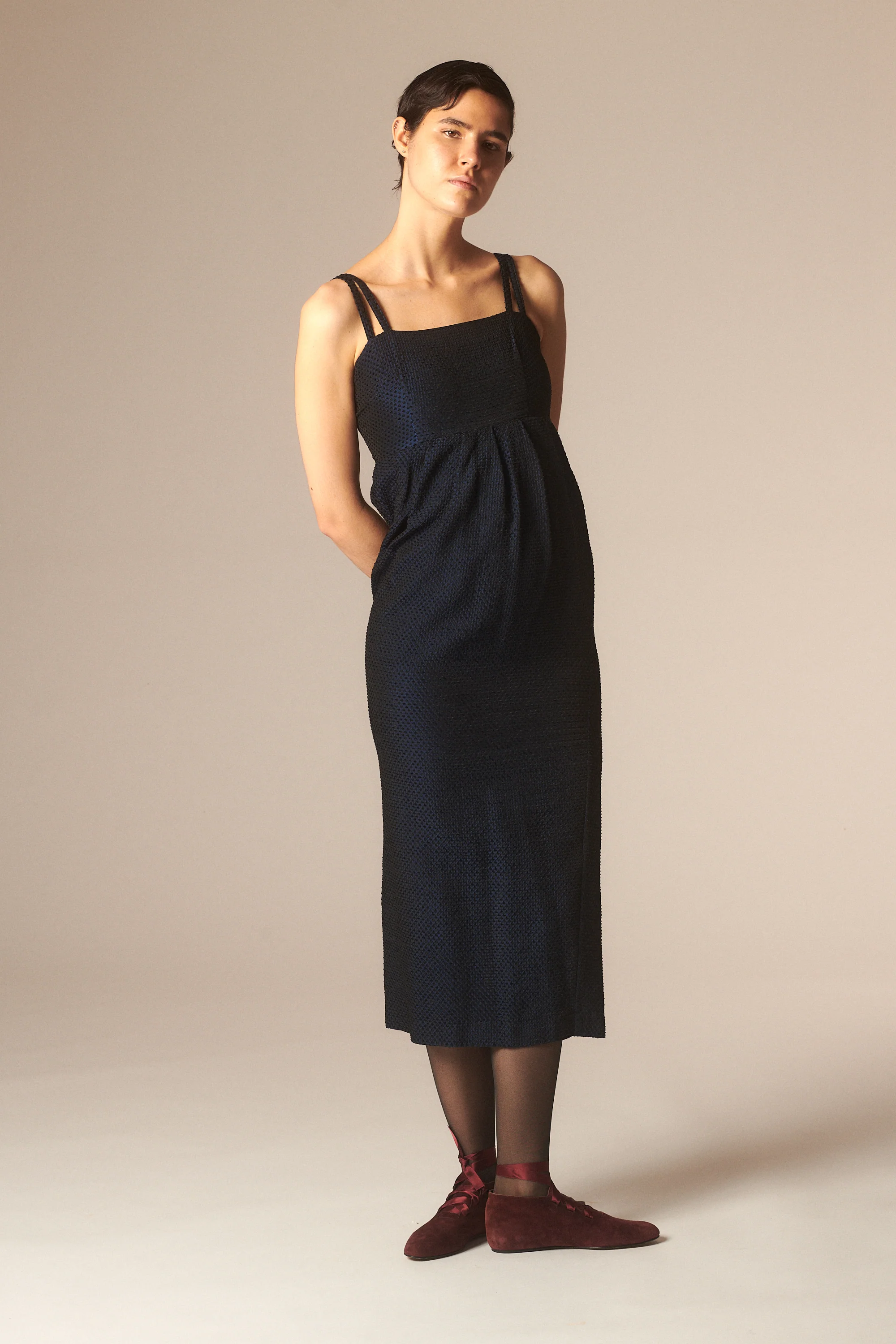 1990s Romeo Gigli Blue Dot Dress - Image 4