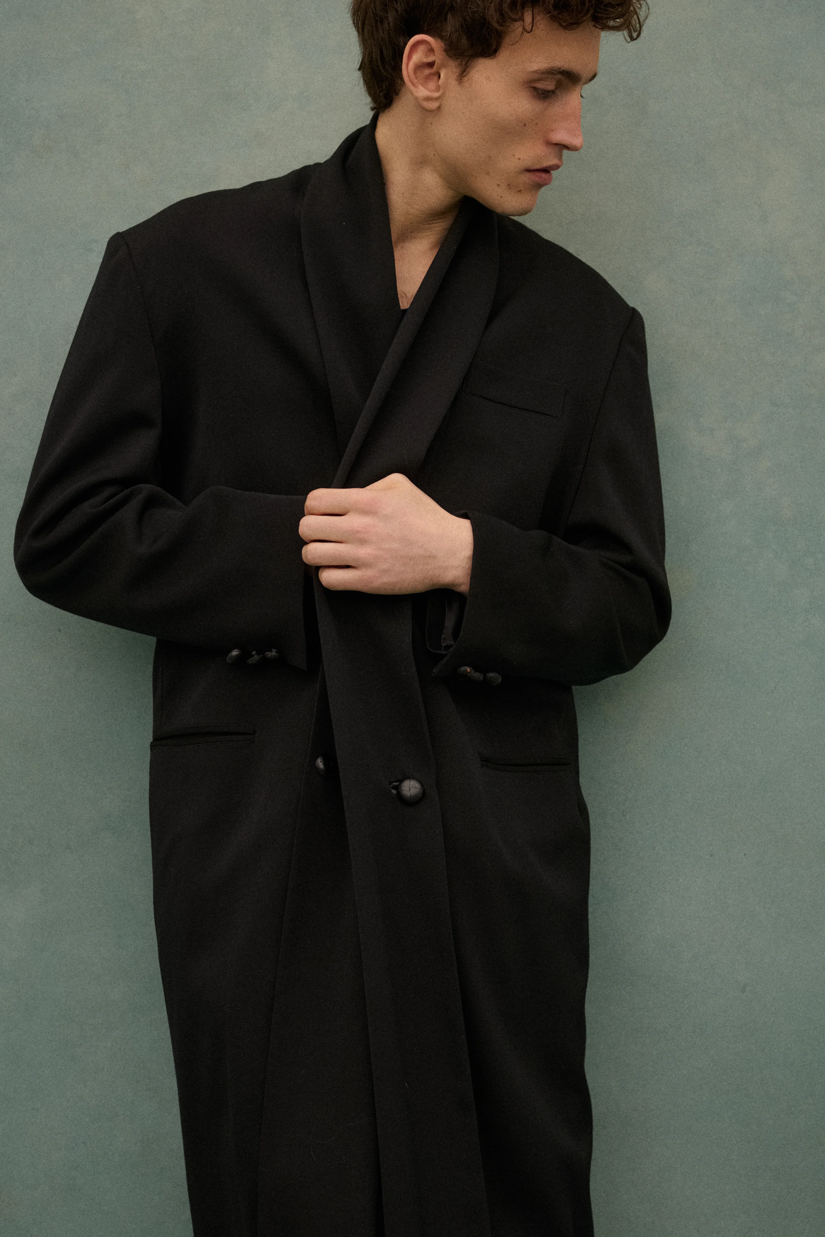 1990s Yohji Black Wool Coat - Image 4