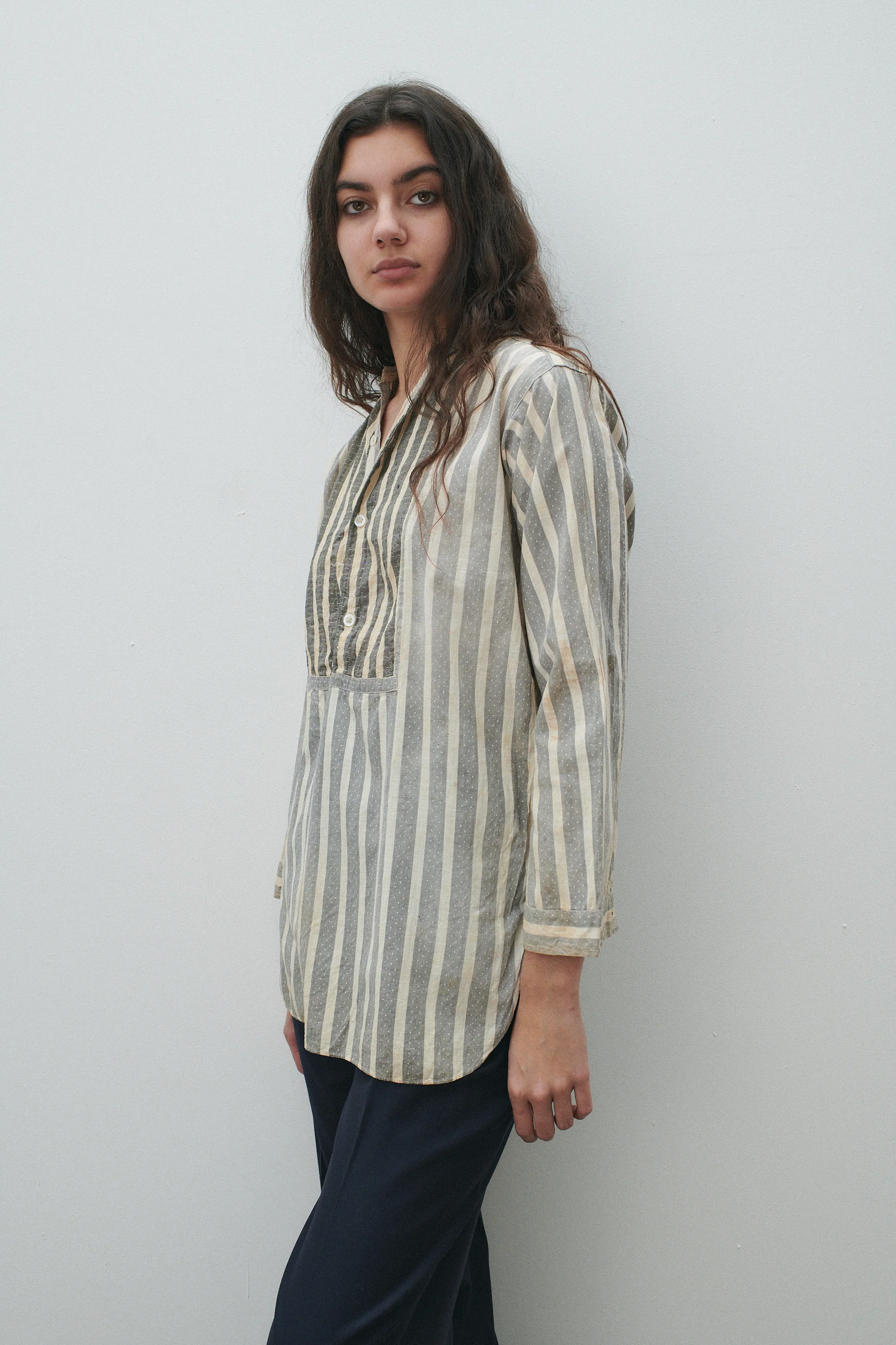 Antique Gray and White Stripe Pullover - Image 3