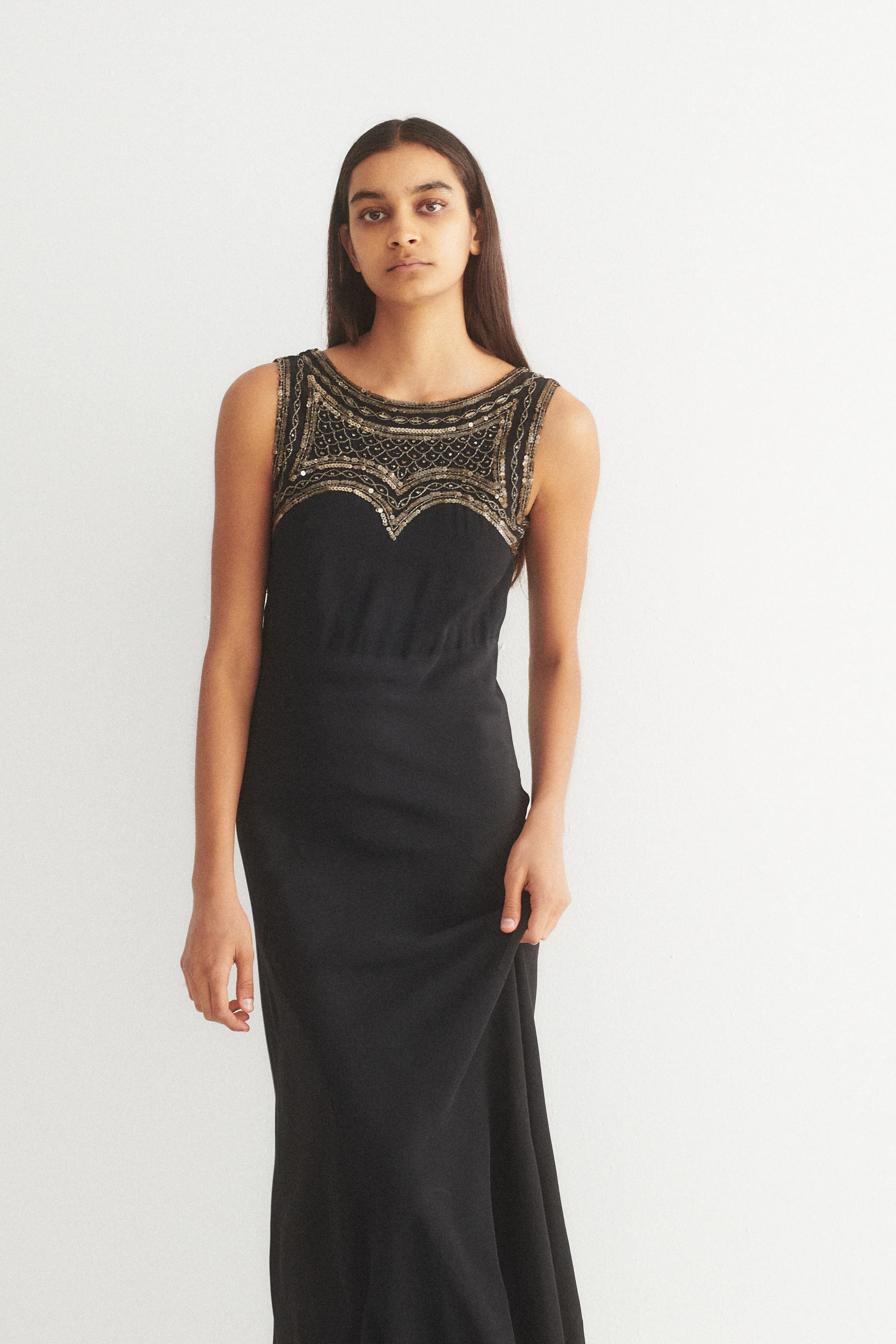 Antique Sequin Yolk Dress - Image 3