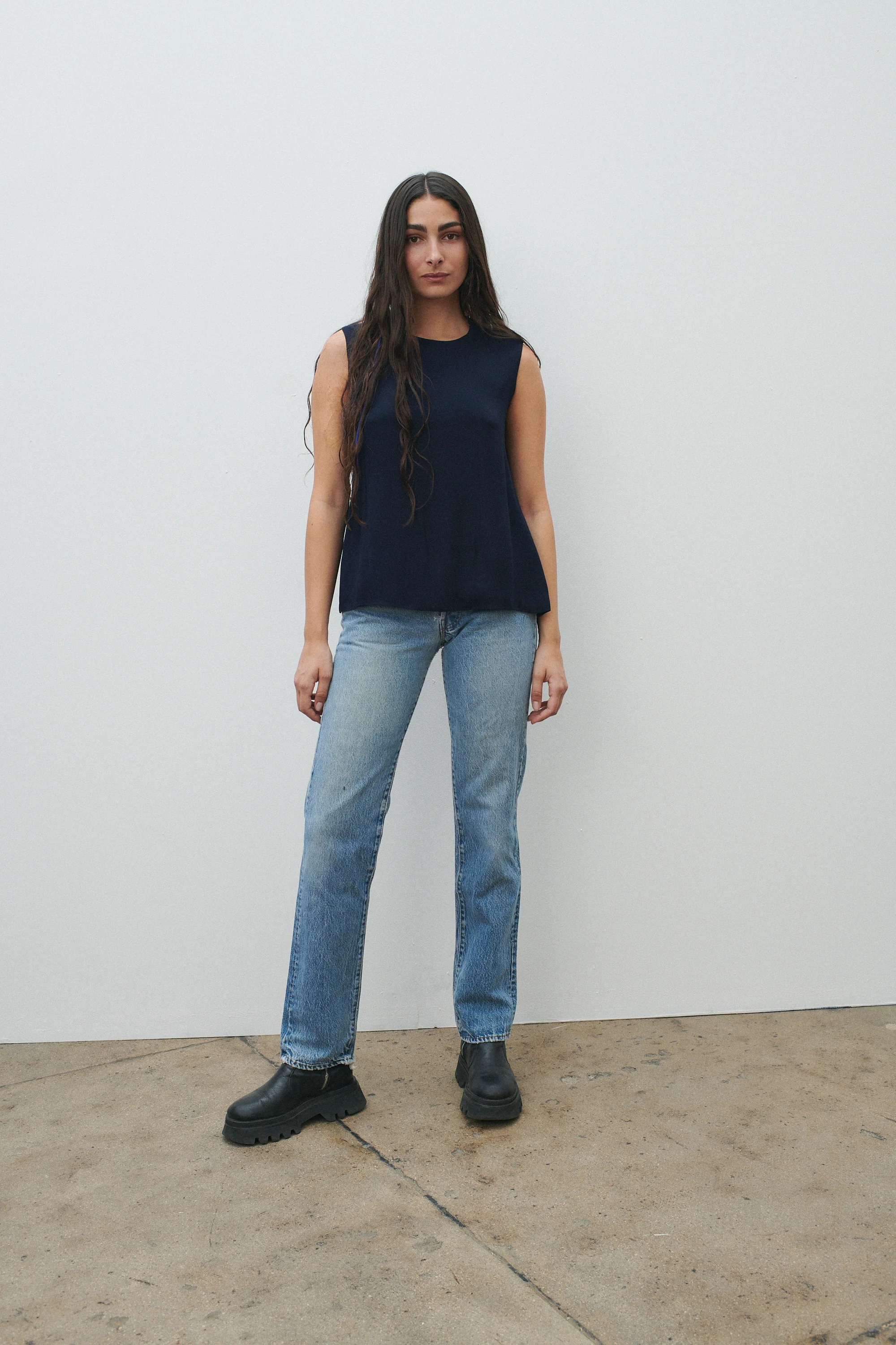 Chanel Couture Navy Silk Tank - Image 3
