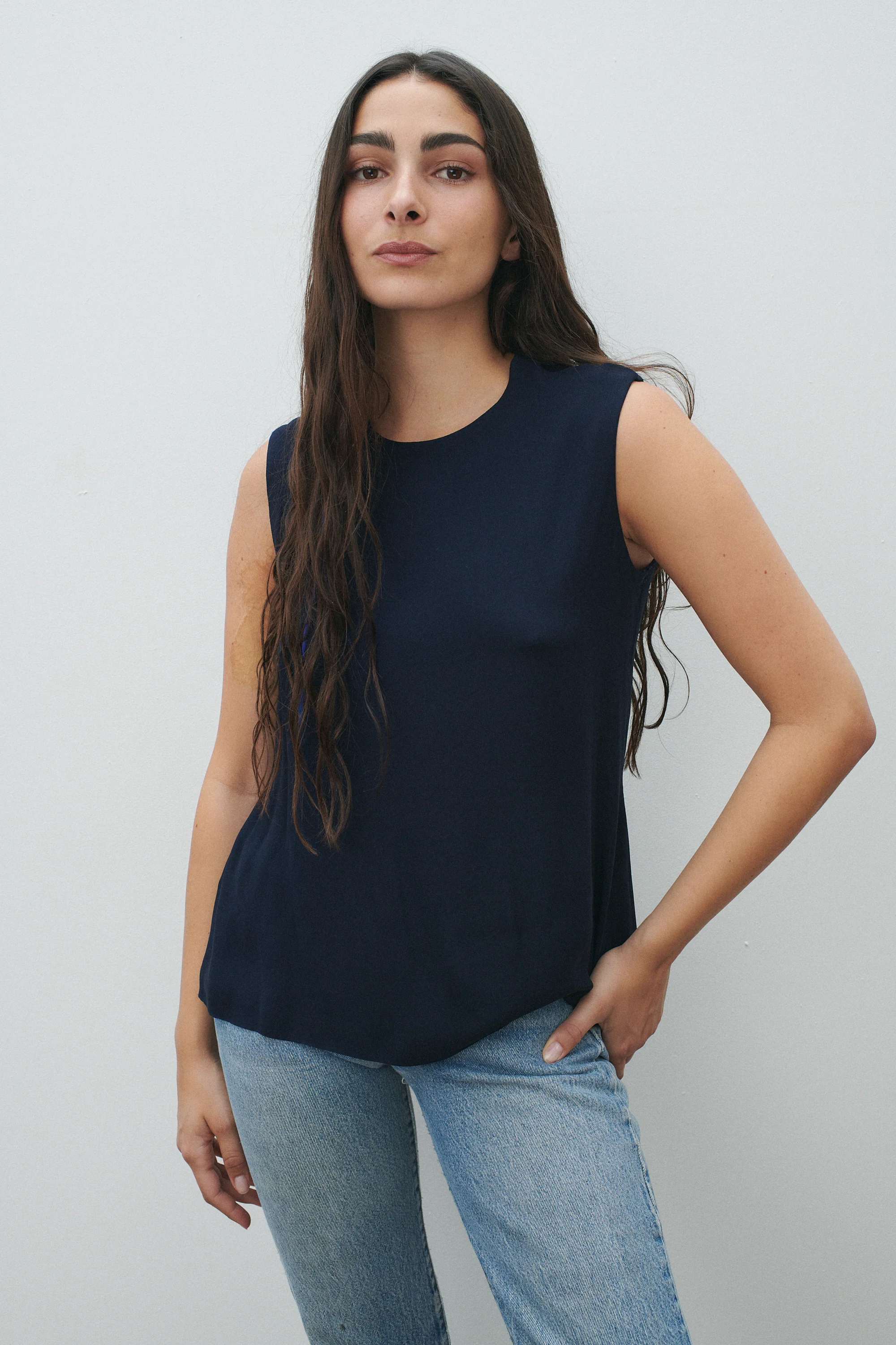 Chanel Couture Navy Silk Tank - Image 4