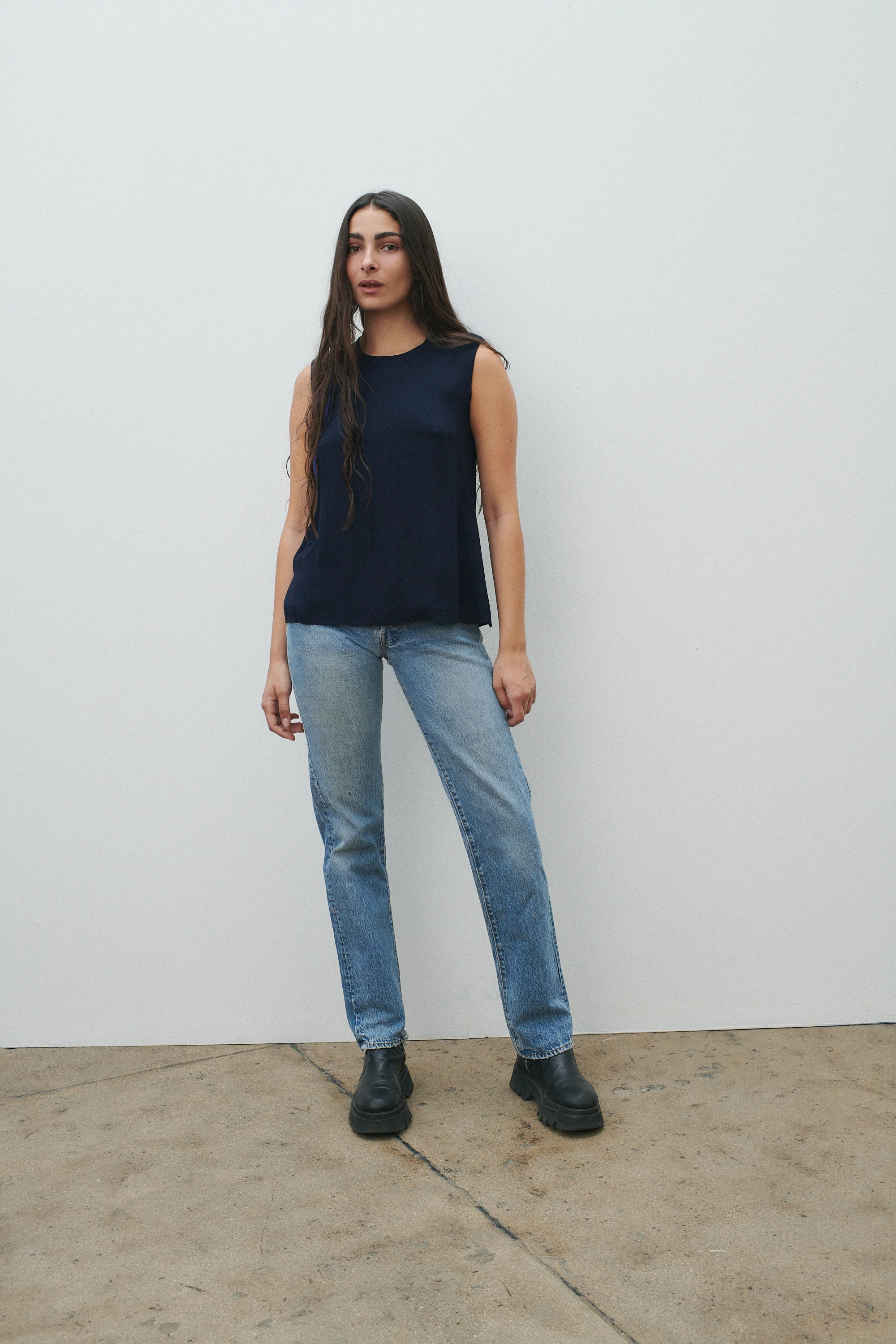 Chanel Couture Navy Silk Tank - Image 5