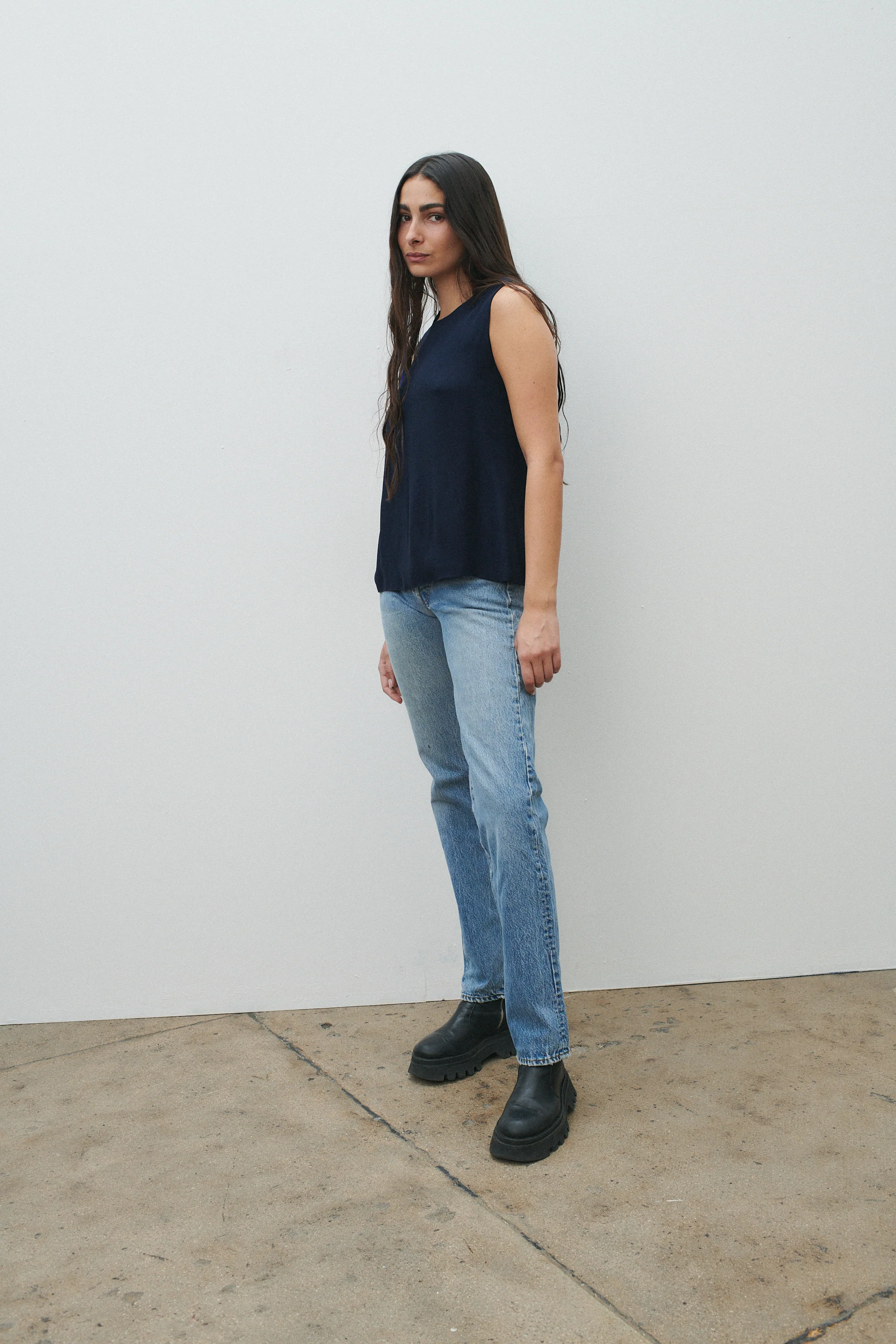 Chanel Couture Navy Silk Tank - Image 6