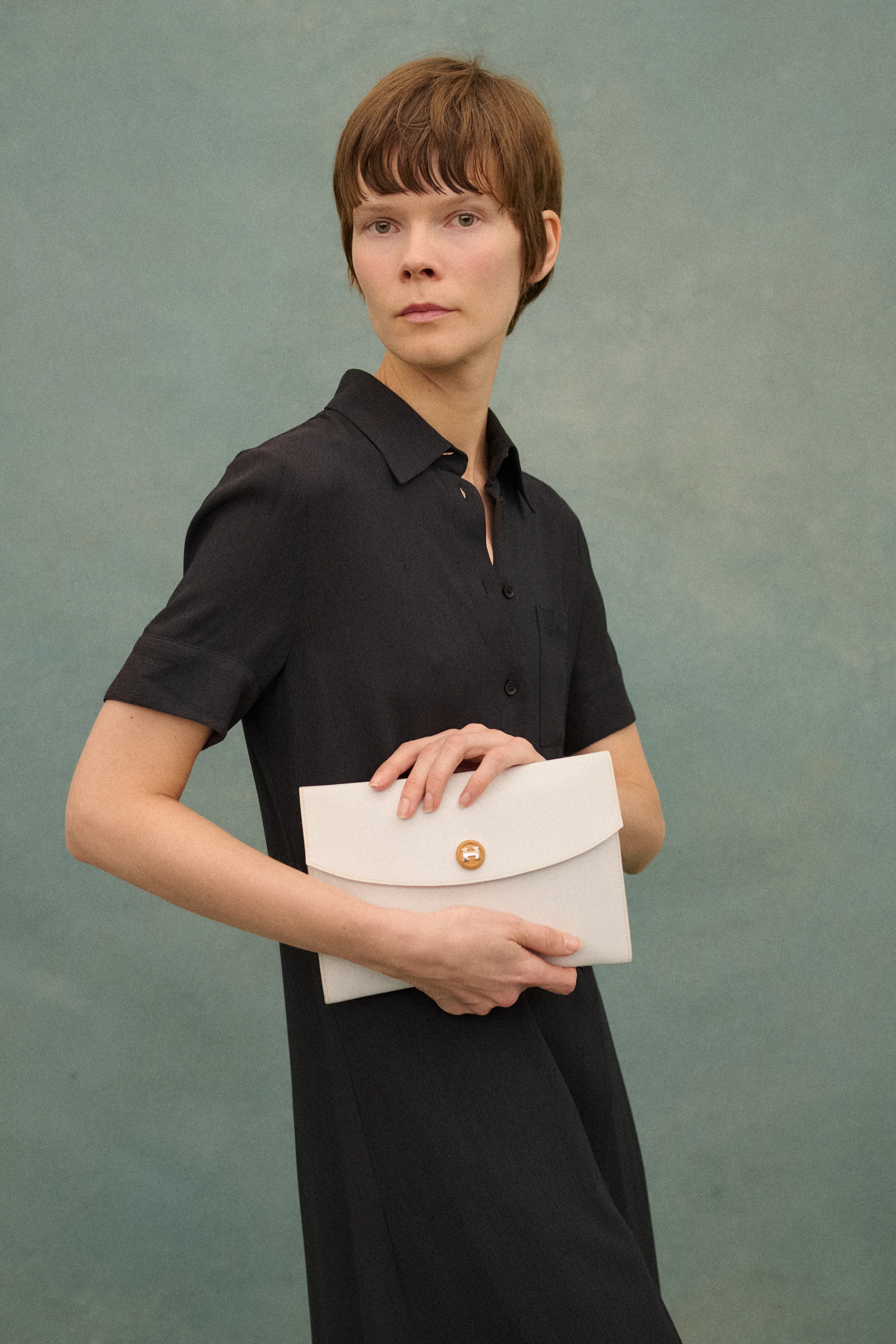 Hermes White Leather Rio Clutch - Image 5