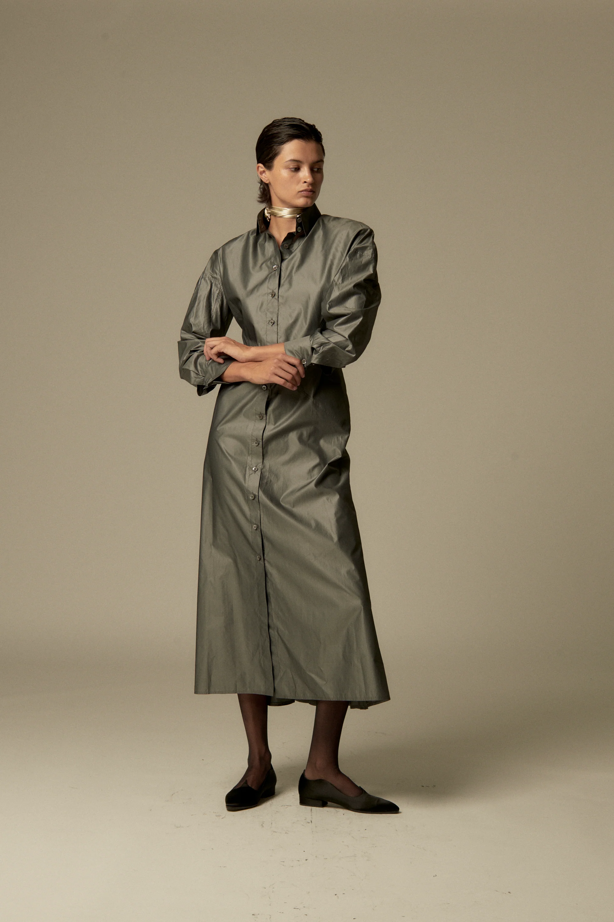 Alaïa Gunmetal Silk Dress - Image 14