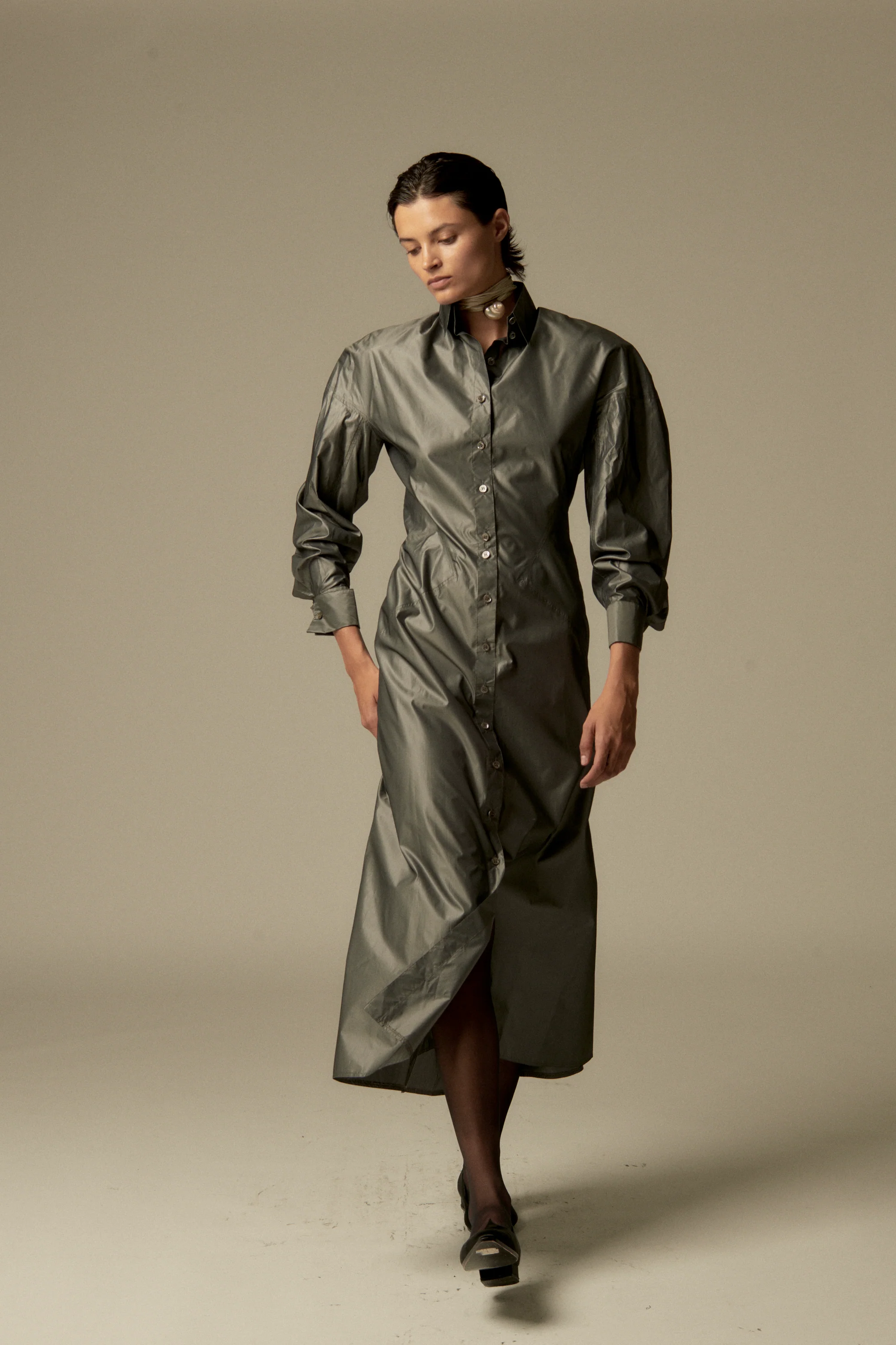 Alaïa Gunmetal Silk Dress - Image 16