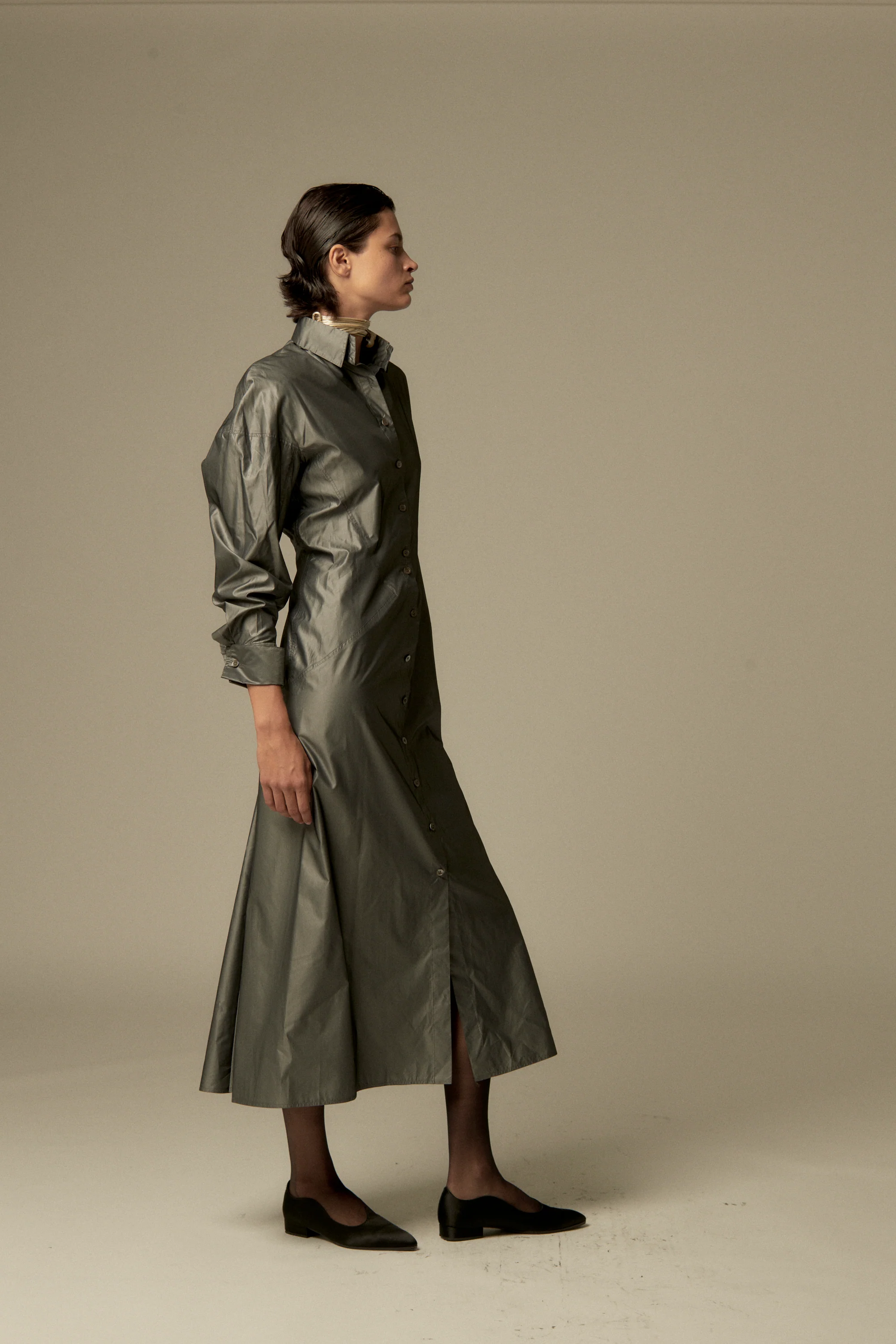 Alaïa Gunmetal Silk Dress - Image 18