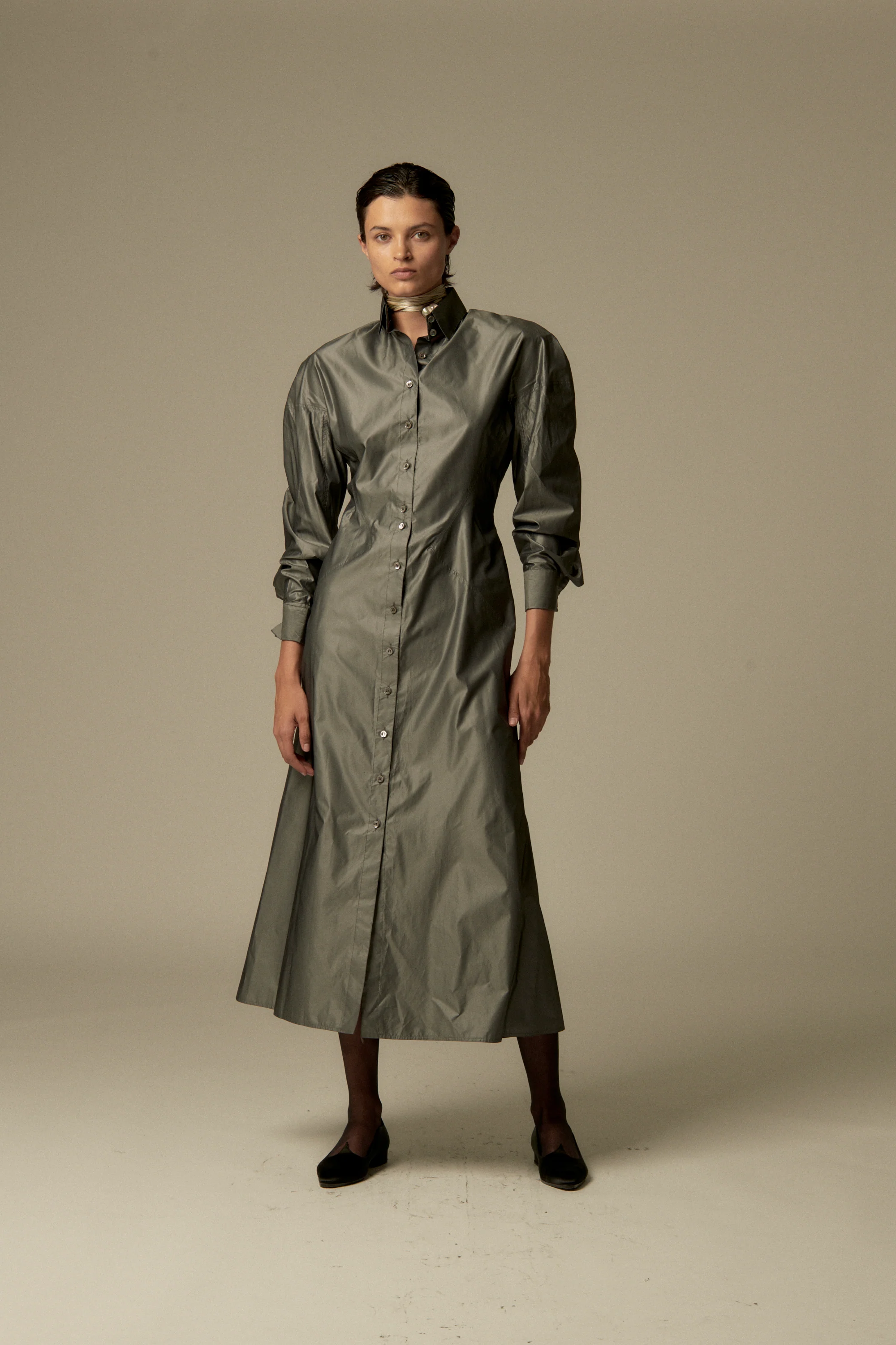 Alaïa Gunmetal Silk Dress - Image 4