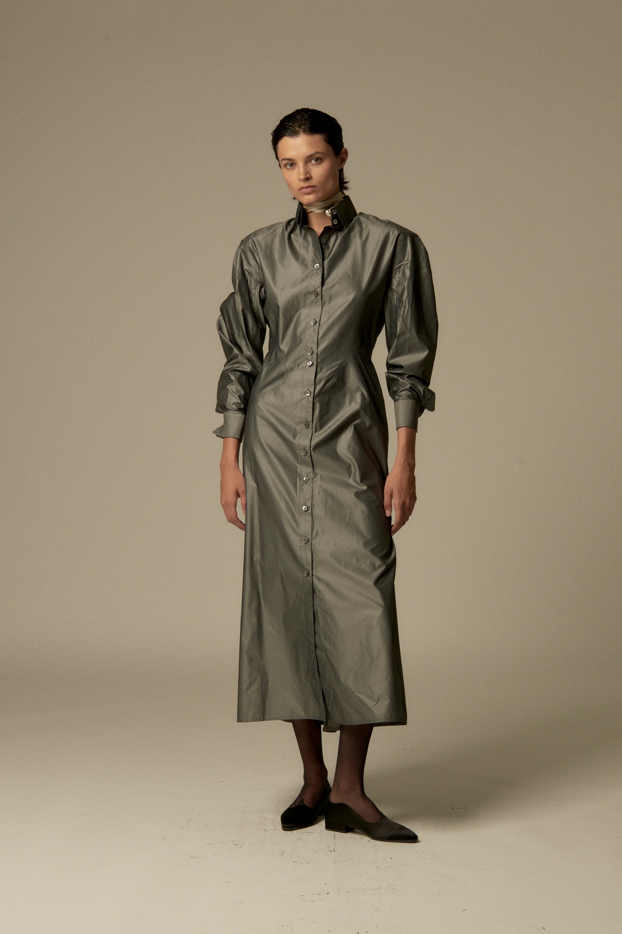 Alaïa Gunmetal Silk Dress - Image 5
