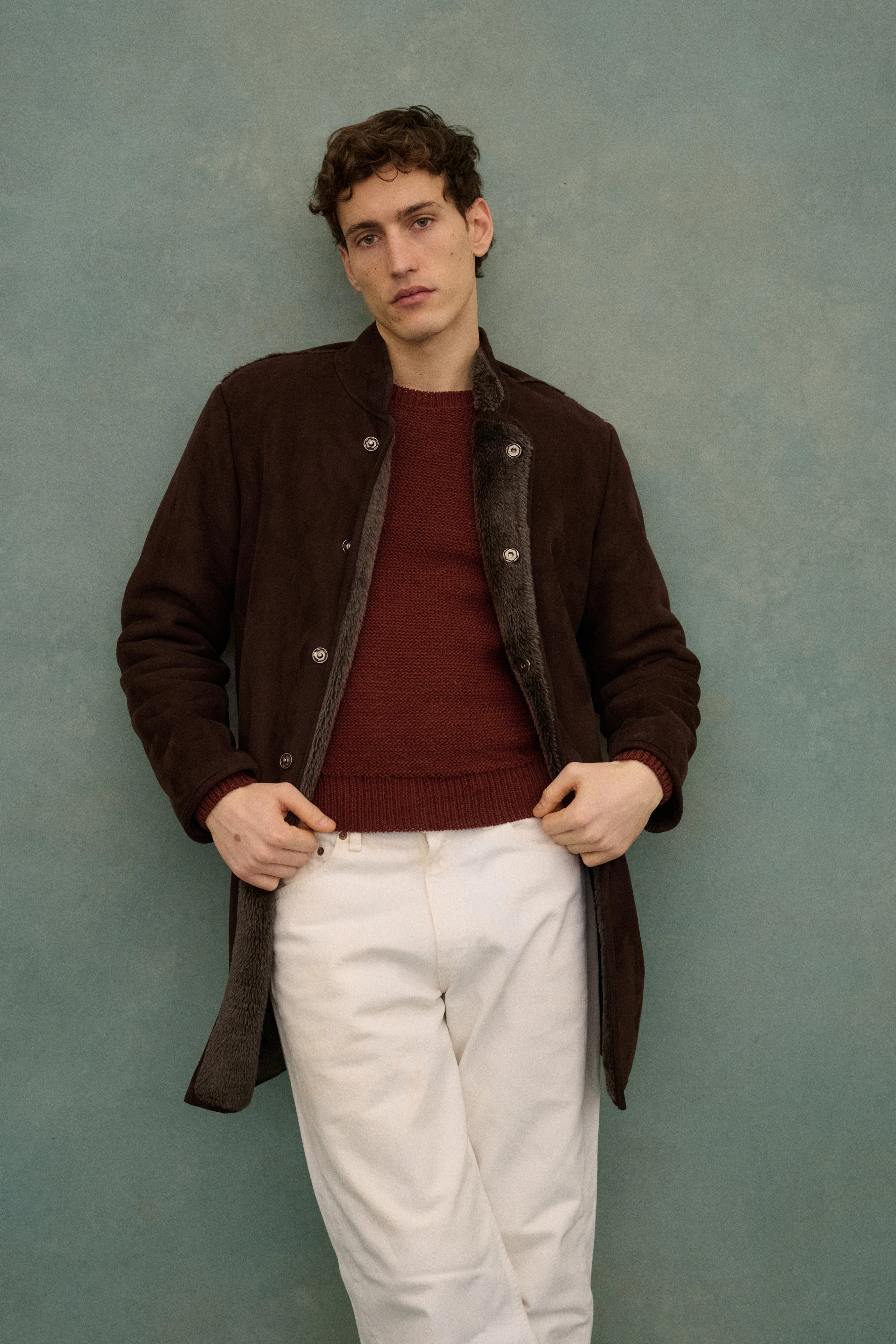 Armani Brown Shearling Coat - Image 4