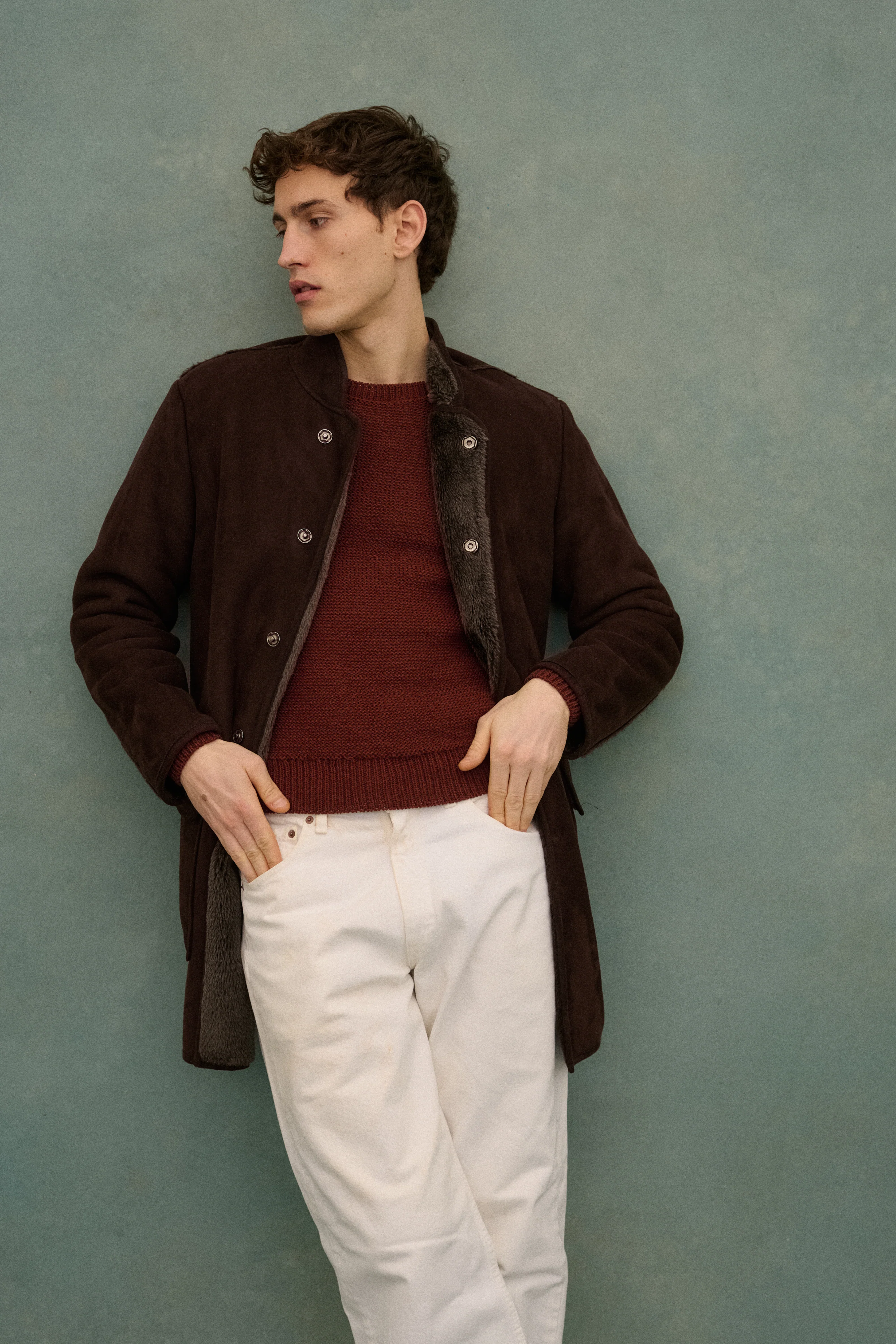 Armani Brown Shearling Coat - Image 6