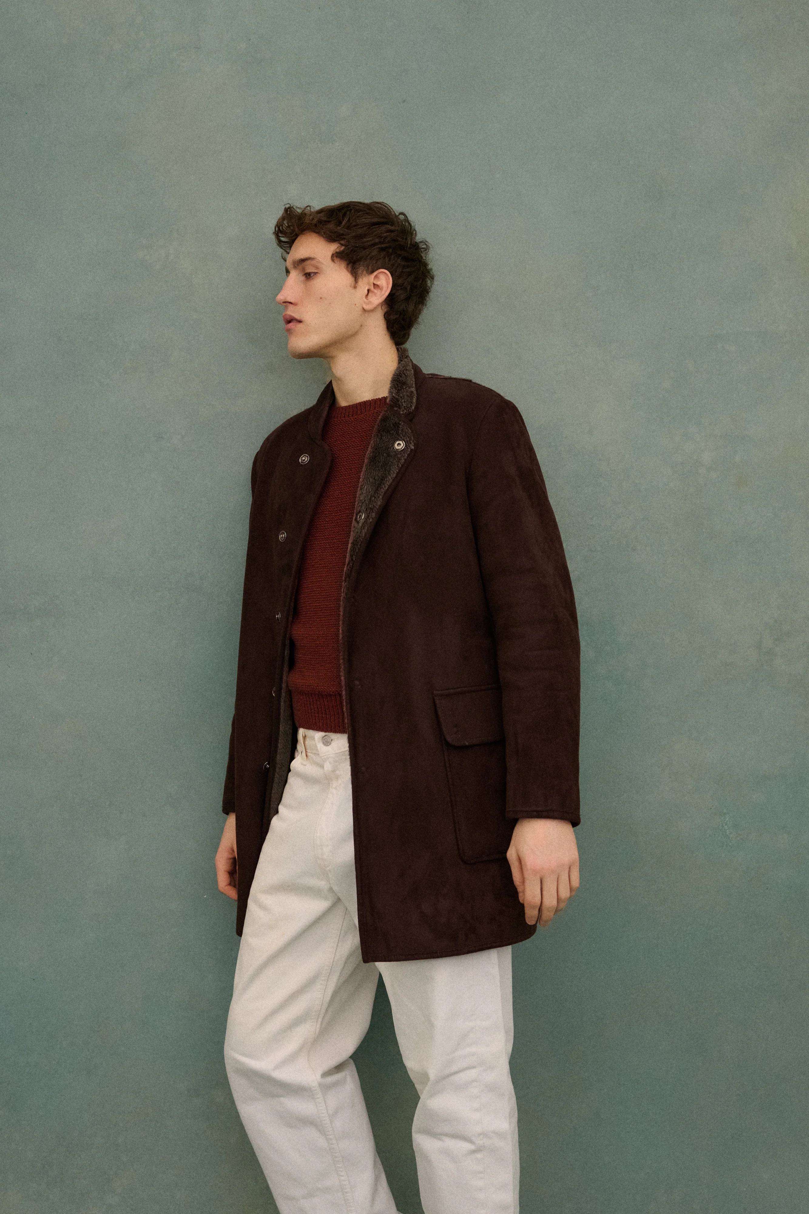 Armani Brown Shearling Coat - Image 9