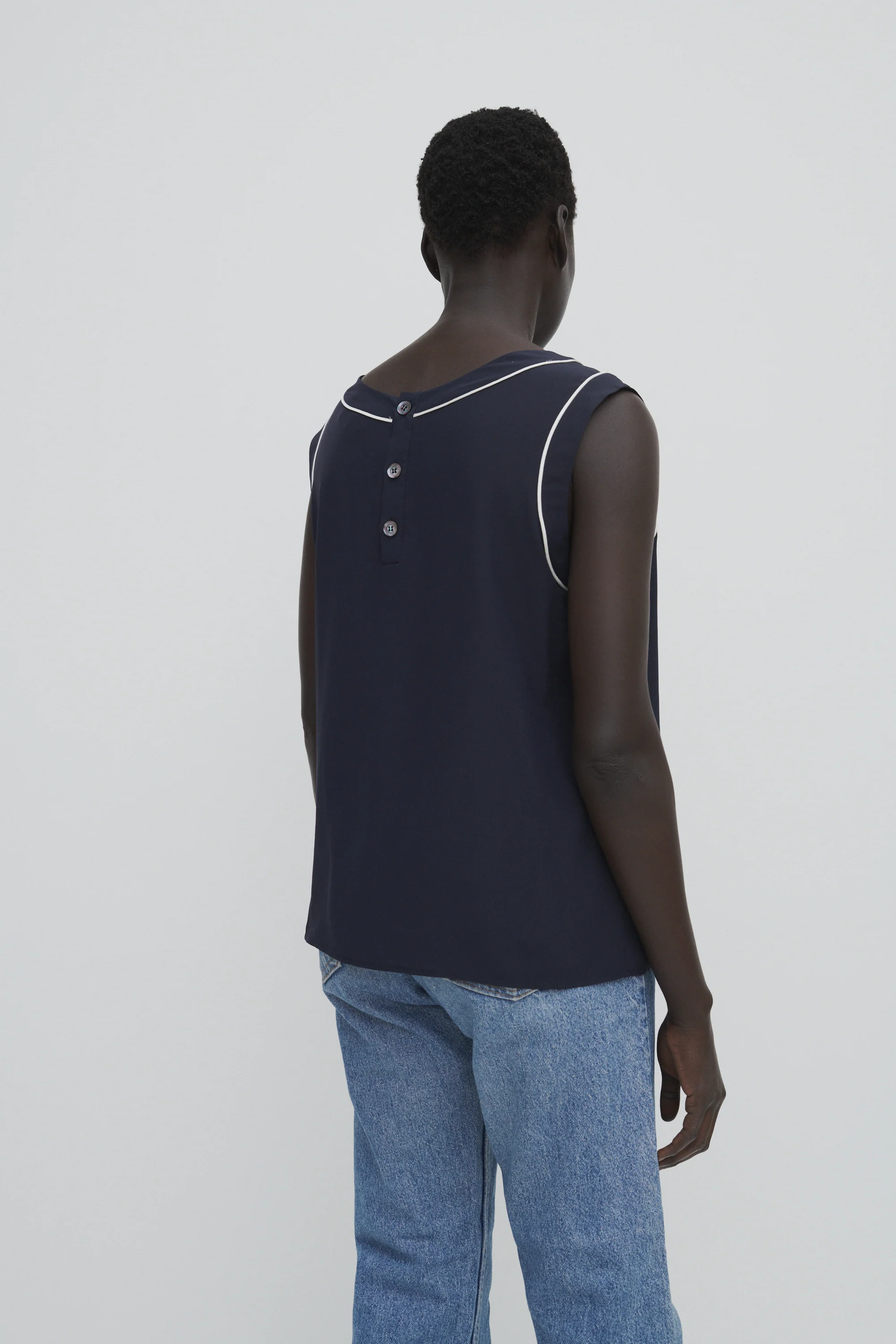 Valentino Navy Silk Top - Image 3