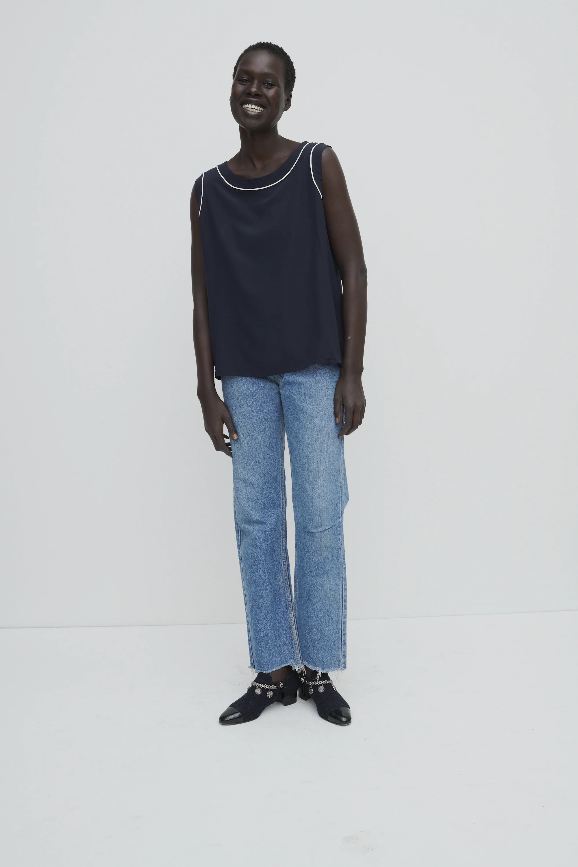 Valentino Navy Silk Top - Image 5