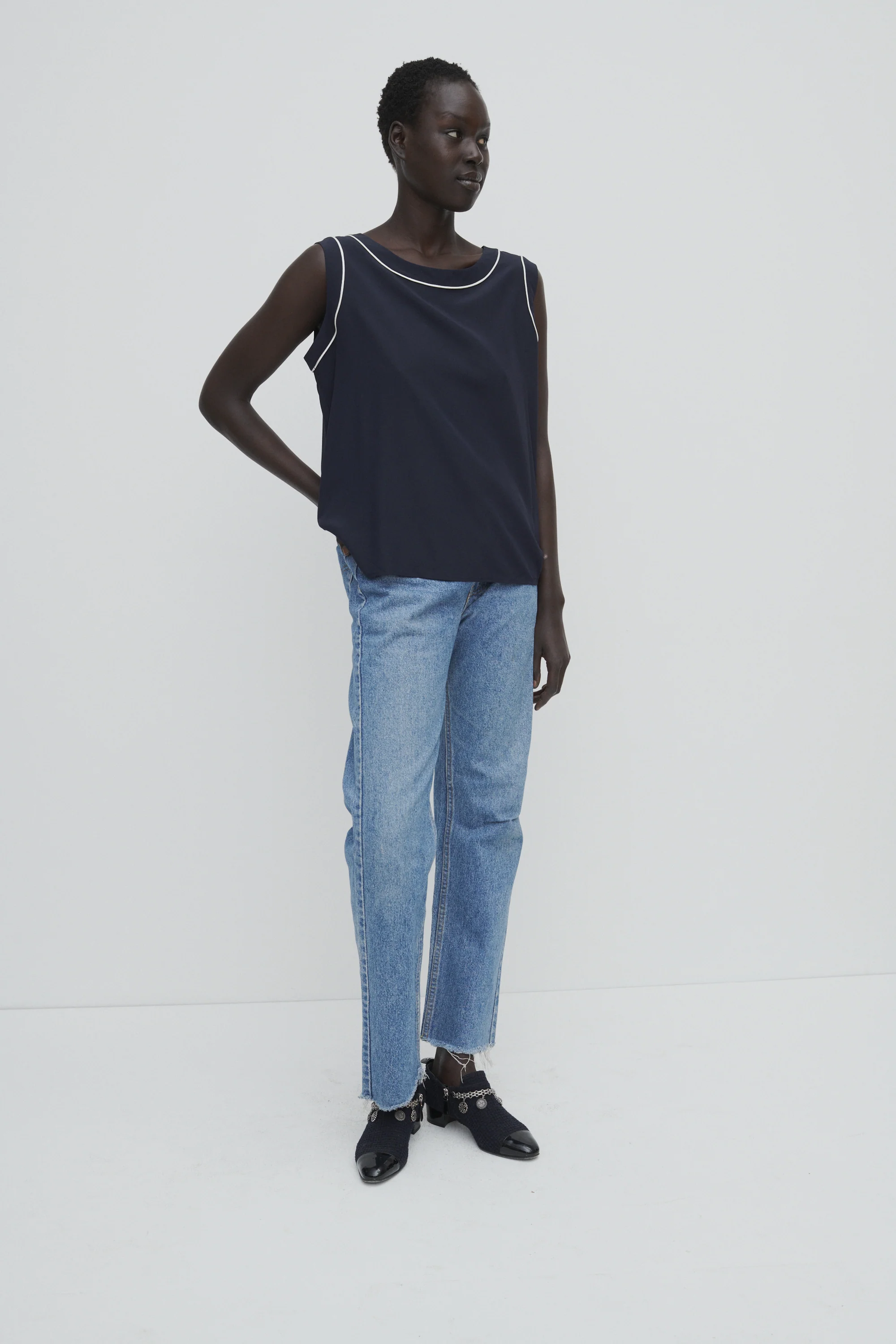Valentino Navy Silk Top - Image 6