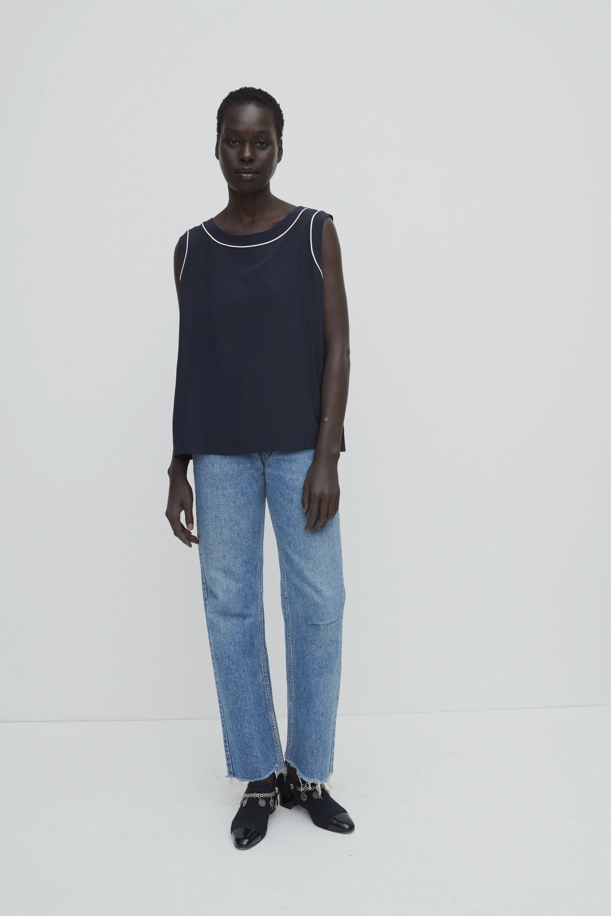 Valentino Navy Silk Top - Image 7
