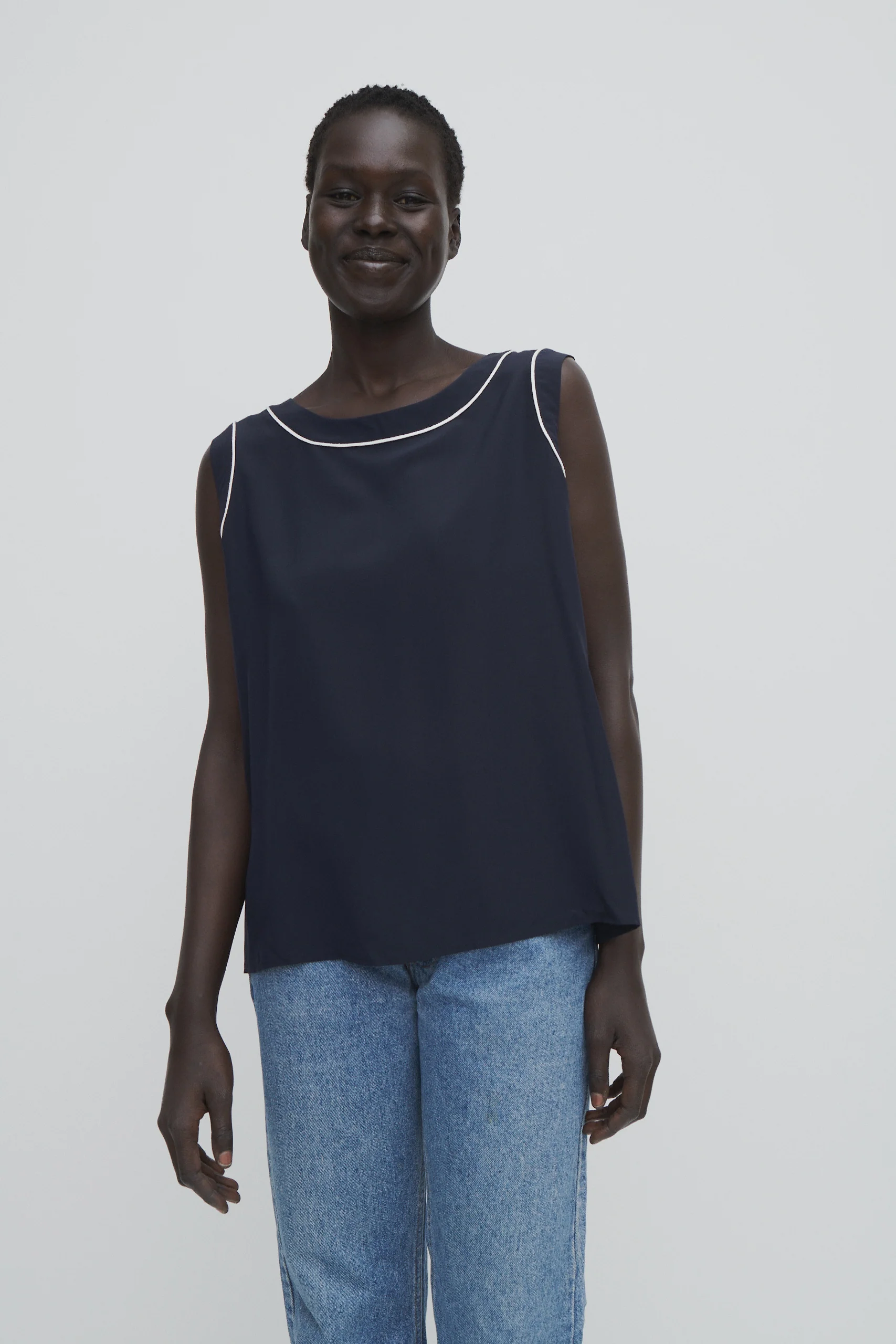 Valentino Navy Silk Top - Image 9