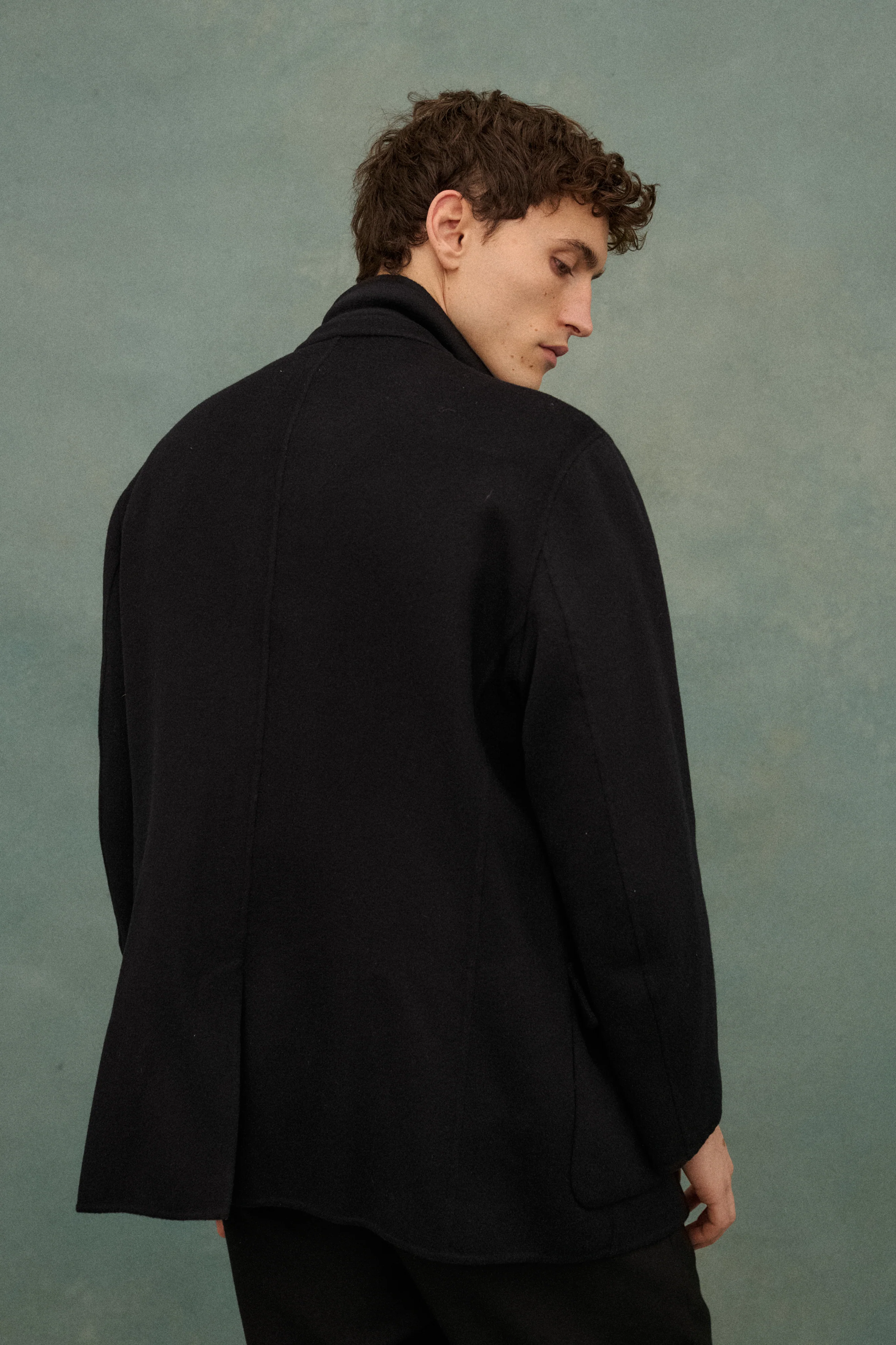 Armani Black Wool Coat - Image 3